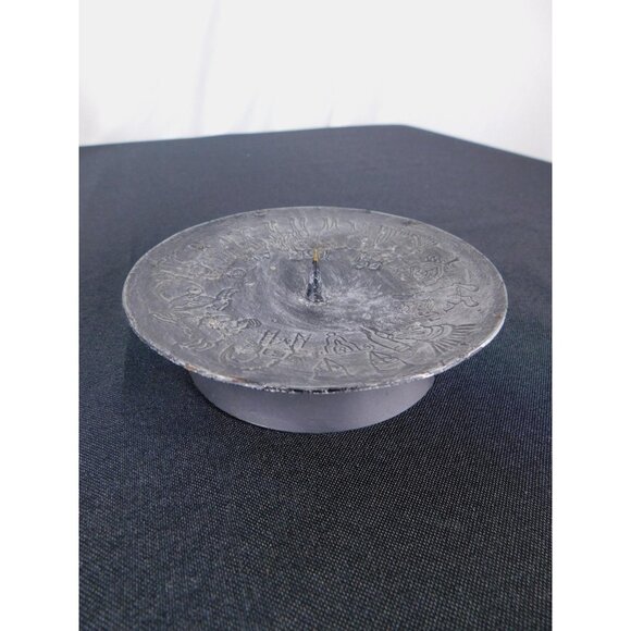 Zodiac Astrology Candle Dish 5" Etched Metal Holder - Picture 6 of 11